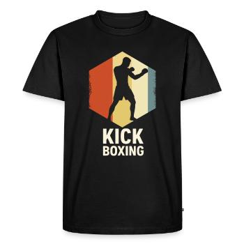 Retro Kickboxer Silhouette - Men's Premium Organic T-Shirt - black - Front - Nico (187cm)