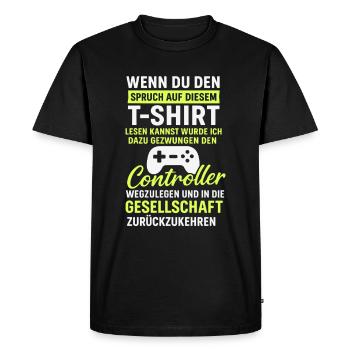 Dicton de jeu à la manette - T-shirt Premium bio Homme - noir - Devant - Nico (187cm)