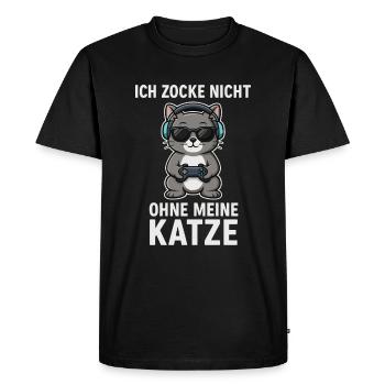 Je ne joue pas sans mon chat - T-shirt Premium bio Homme - noir - Devant - Nico (187cm)
