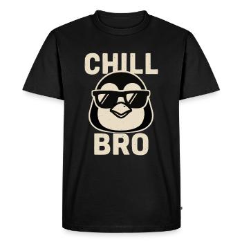 Chill Bro Penguin - Men's Premium Organic T-Shirt - black - Front - Nico (187cm)