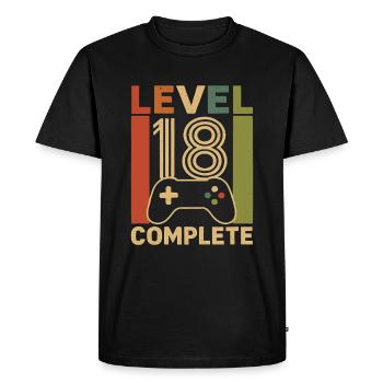 Niveau 18 Terminé Conception de l’anniversaire du joueur - T-shirt Premium bio Homme - noir - Devant - Nico (187cm)