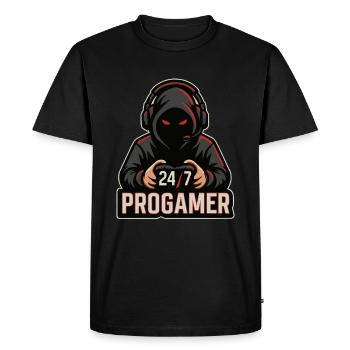 24/7 all-time gamer - Men's Premium Organic T-Shirt - black - Front - Nico (187cm)