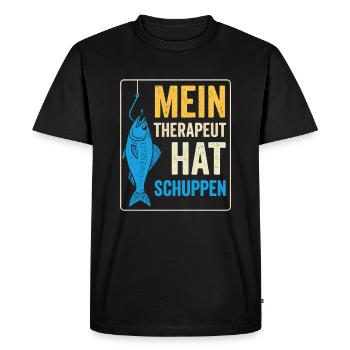 Fishing Therapy Saying - Men's Premium Organic T-Shirt - black - Front - Nico (187cm)