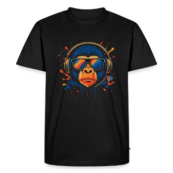 DJ Monkey – Singe de la musique coloré - T-shirt Premium bio Homme - noir - Devant - Nico (187cm)