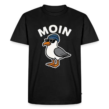 Moin Möwe - Männer Premium Bio T-Shirt - Schwarz - Vorne - Nico (187cm)