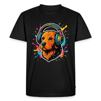 cool dog headphones music beats - Men's Premium Organic T-Shirt - black - Front - Nico (187cm)