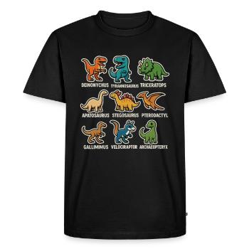 Dino Vue d’ensemble Dinosaures - T-shirt Premium bio Homme - noir - Devant - Nico (187cm)