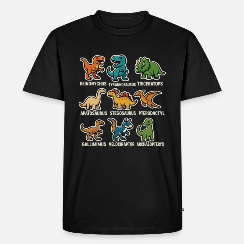 Dino Übersicht Dinosaurier - Männer Premium Bio T-Shirt - Schwarz
