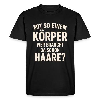 chauve tête chauve cheveux courts amusant dire - T-shirt Premium bio Homme - noir - Devant - Nico (187cm)