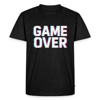 Game Over – Effet Glitch - T-shirt Premium bio Homme - noir - Devant - Nico (187cm)