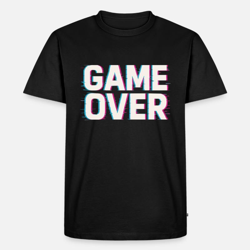 Game Over – Glitch Effekt - Männer Premium Bio T-Shirt - Schwarz