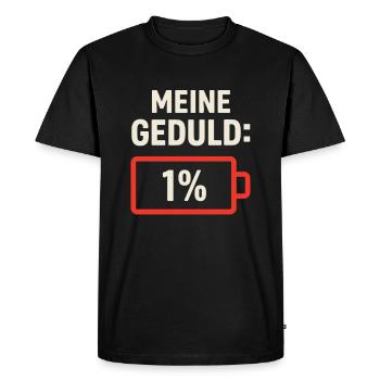 Patience 1 Percent – Funny Battery Saying Shirt - Men's Premium Organic T-Shirt - black - Front - Nico (187cm)
