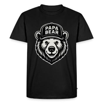 Papa Bear – Un regard de père fort - T-shirt Premium bio Homme - noir - Devant - Nico (187cm)