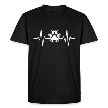 Battement de cœur avec une patte – l’amour des animaux - T-shirt Premium bio Homme - noir - Devant - Nico (187cm)