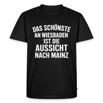 Mainz Saying – View To Mainz Shirt - Men's Premium Organic T-Shirt - black - Front - Nico (187cm)