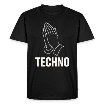 Techno Prayer – Priez pour la basse - T-shirt Premium bio Homme - noir - Devant - Nico (187cm)