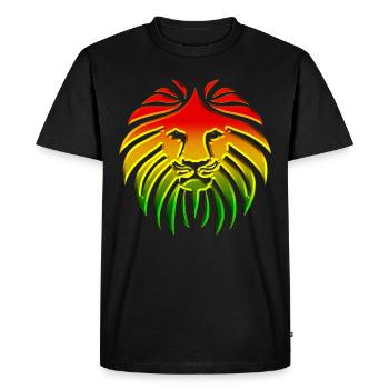 Like a Lion, Reggae, Rasta Revolution, Jah Roots - Men's Premium Organic T-Shirt - black - Front - Nico (187cm)