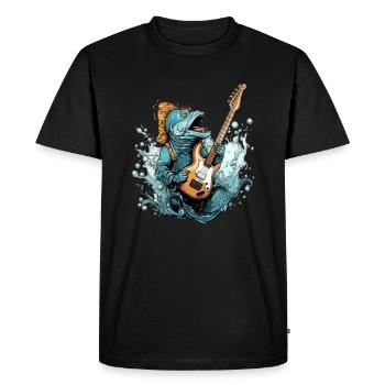 Zazo le poisson guitariste - T-shirt Premium bio Homme - noir - Devant - Nico (187cm)