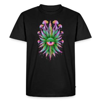 Champignon yeux herbe - T-shirt Premium bio Homme - noir - Devant - Nico (187cm)