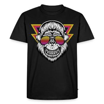 Illustration de singe de musique rétro gorille en colère - T-shirt Premium bio Homme - noir - Devant - Nico (187cm)