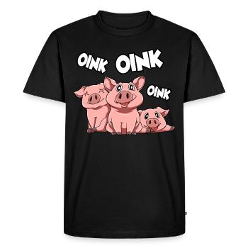 Pig Pig Oink - Men's Premium Organic T-Shirt - black - Front - Nico (187cm)