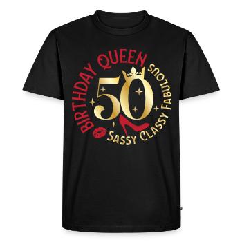 50 Anniversaire Reine Sassy Chic Fabuleux - T-shirt Premium bio Homme - noir - Devant - Nico (187cm)