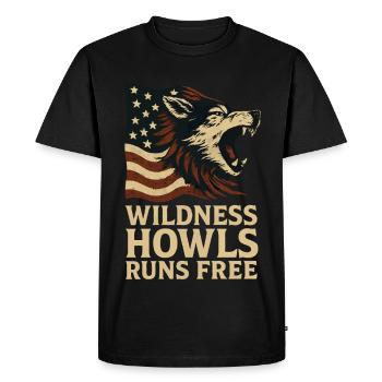 Hurle sauvage, cours libre - American - T-shirt Premium bio Homme - noir - Devant - Nico (187cm)