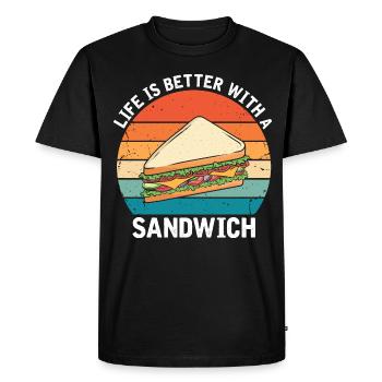 Life is Better with Sandwich Food BBQ - Men's Premium Organic T-Shirt - black - Front - Nico (187cm)