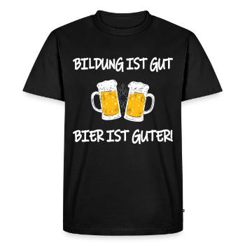 Bildung ist gut Bier ist guter Bier - Männer Premium Bio T-Shirt - Schwarz - Vorne - Nico (187cm)