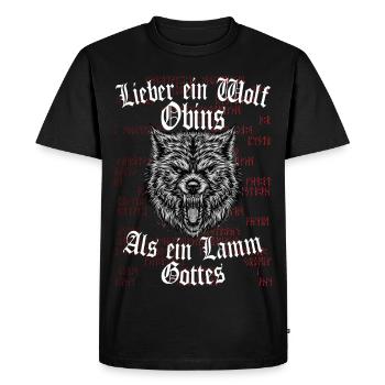 Mieux vaut un loup d’Odin qu’un agneau de Dieu - T-shirt Premium bio Homme - noir - Devant - Nico (187cm)