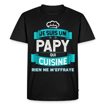 Mon Papy Aime La Cuisine Idée Cadeau Grand-Père - T-shirt Premium bio Homme - noir - Devant - Nico (187cm)