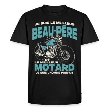 Le meilleur beau-père et le meilleur motard - T-shirt Premium bio Homme - noir - Devant - Nico (187cm)