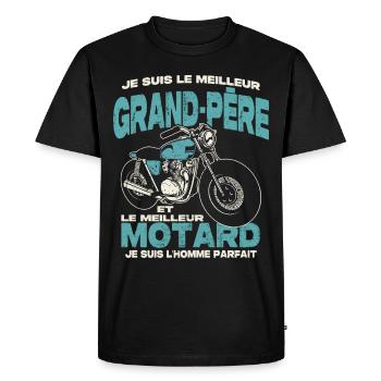 Le meilleur grand-père et le meilleur motard - T-shirt Premium bio Homme - noir - Devant - Nico (187cm)