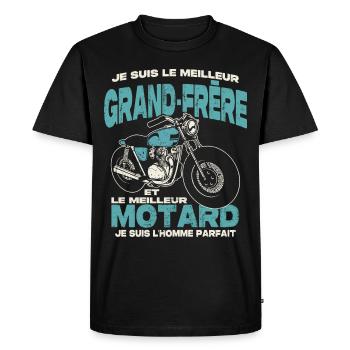 Le meilleur grand-frère et le meilleur motard - T-shirt Premium bio Homme - noir - Devant - Nico (187cm)
