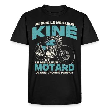 Le meilleur kiné et le meilleur motard - T-shirt Premium bio Homme - noir - Devant - Nico (187cm)