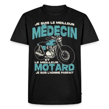 Le meilleur médecin et le meilleur motard - T-shirt Premium bio Homme - noir - Devant - Nico (187cm)