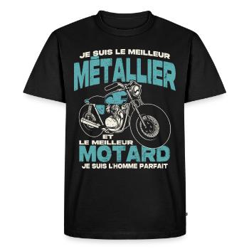 Le meilleur métallier et le meilleur motard - T-shirt Premium bio Homme - noir - Devant - Nico (187cm)