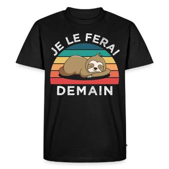 Je le ferai demain humour paresseux cadeau vintage - T-shirt Premium bio Homme - noir - Devant - Nico (187cm)