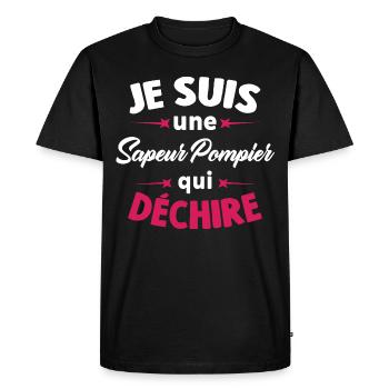 Je suis une Sapeur Pompier qui déchire - T-shirt Premium bio Homme - noir - Devant - Nico (187cm)