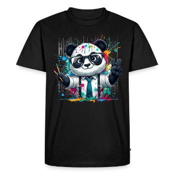 Panda coloré - T-shirt Premium bio Homme - noir - Devant - Nico (187cm)