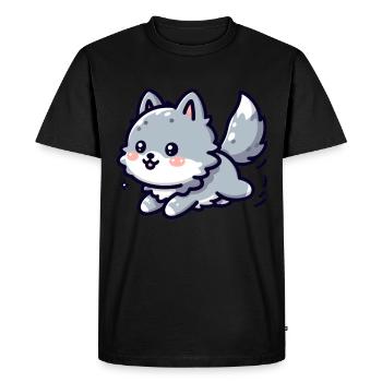 Petit loup mignon qui est heureux - T-shirt Premium bio Homme - noir - Devant - Nico (187cm)