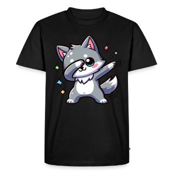 Petit loup mignon - T-shirt Premium bio Homme - noir - Devant - Nico (187cm)