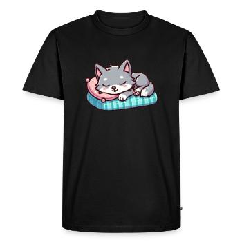 Petit loup endormi mignon - T-shirt Premium bio Homme - noir - Devant - Nico (187cm)