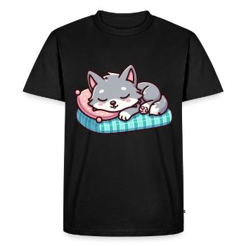 Petit loup endormi mignon - T-shirt Premium bio Homme - noir - Devant - Nico (187cm)