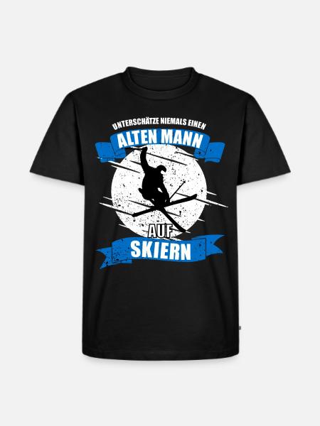 Alter Mann auf Skiern - Männer Premium Bio T-Shirt - Schwarz