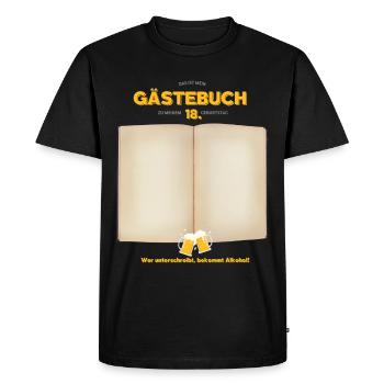 18. Geburtstag Gästebuch 18 Jahre / Endlich 18 - Männer Premium Bio T-Shirt - Schwarz - Vorne - Nico (187cm)