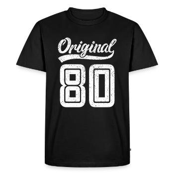 1980 Original 80 Né en 1980 - T-shirt Premium bio Homme - noir - Devant - Nico (187cm)