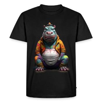 Street style hippopotamus | Hippo lovers - Men's Premium Organic T-Shirt - black - Front - Nico (187cm)