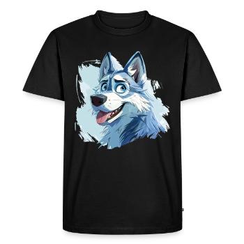 Husky Dog Sled Dog Breed Winter Cartoon - Men's Premium Organic T-Shirt - black - Front - Nico (187cm)