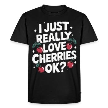 Cherries Cherries Fruits Food - Men's Premium Organic T-Shirt - black - Front - Nico (187cm)